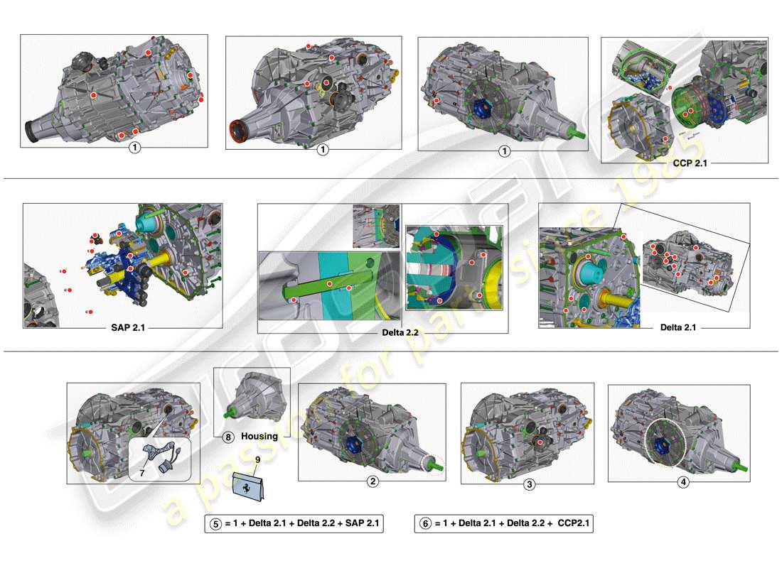 ferrari f12 tdf (europe) kit riparazione cambio diagramma delle parti