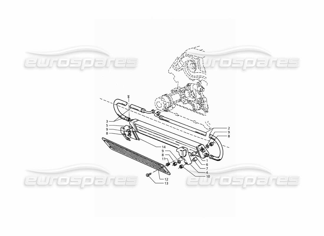 maserati qtp. 3.2 v8 (1999) diagramma delle parti del raffreddamento dell'olio motore