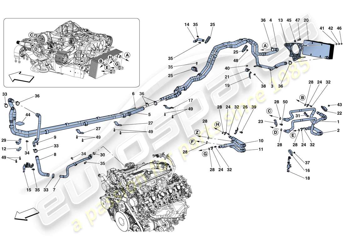 ferrari california t (europe) sistema di lubrificazione e raffreddamento a olio del cambio diagramma delle parti