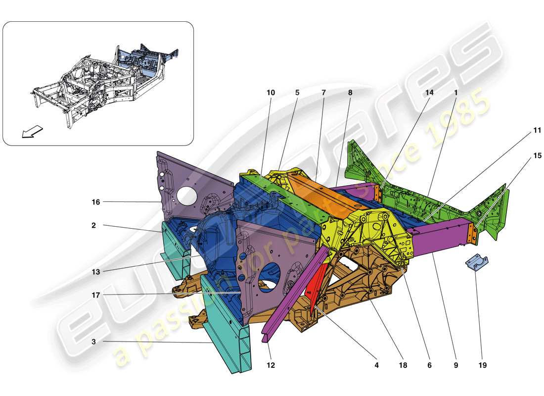 ferrari california t (europe) strutture ed elementi posteriore del veicolo schema delle parti