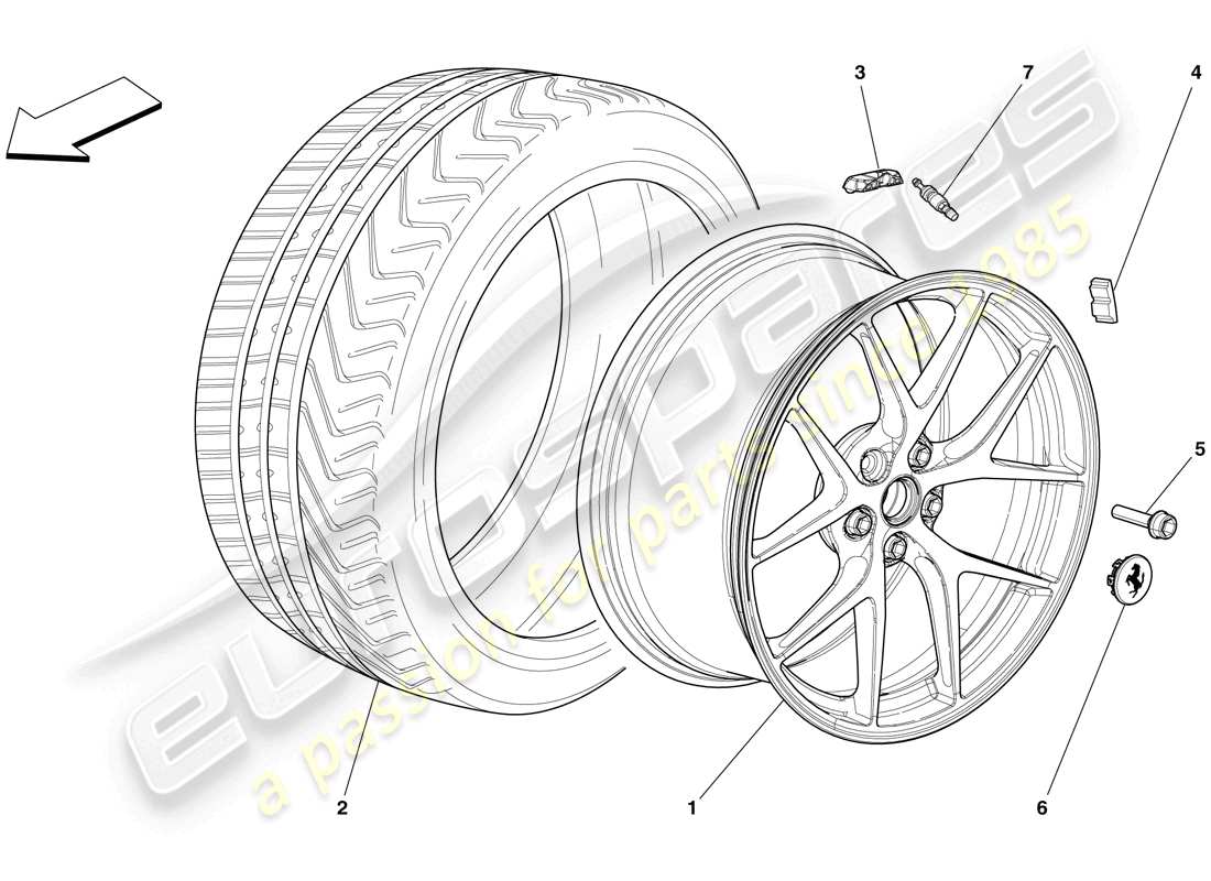 ferrari 599 gto (rhd) ruote diagramma delle parti