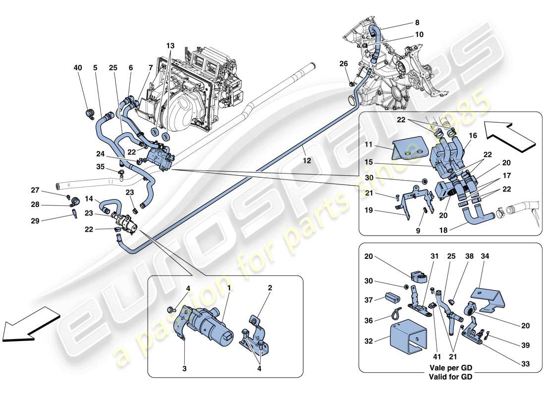 ferrari 458 speciale (rhd) impianto ac - acqua diagramma delle parti