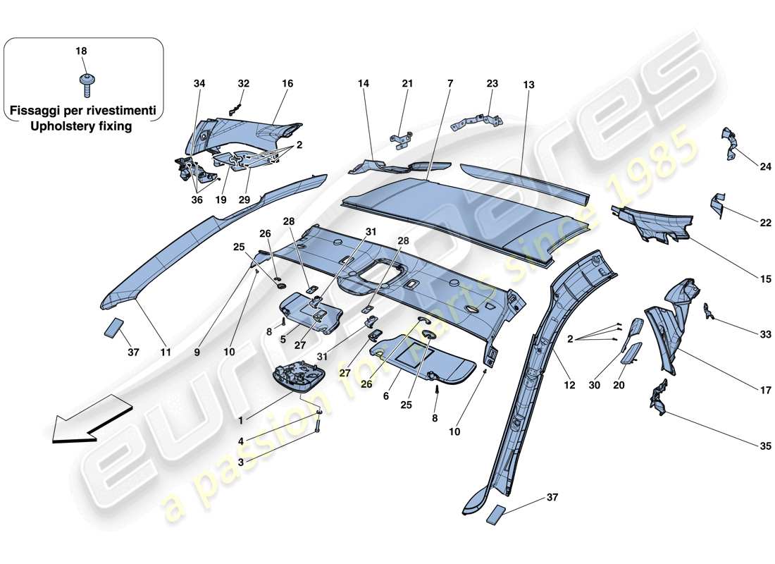 ferrari f12 tdf (usa) rivestimento del pieno e accessori diagramma delle parti