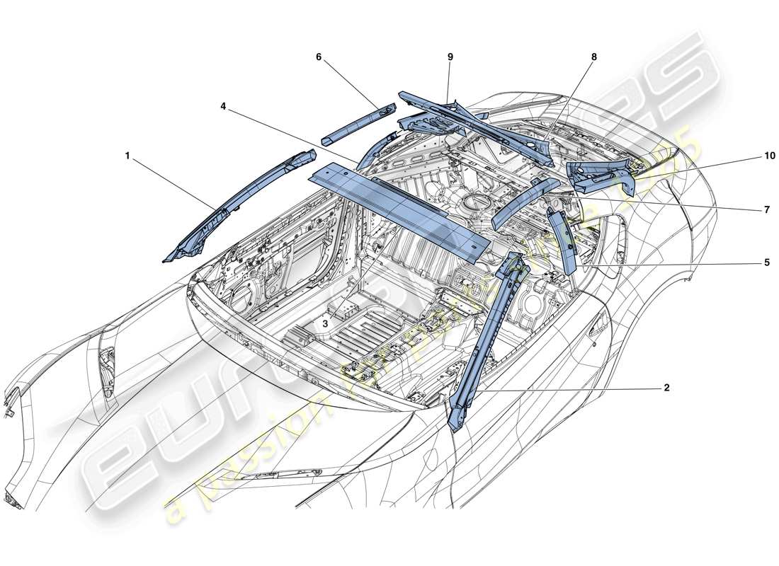 ferrari 812 superfast (rhd) diagramma delle parti della serra
