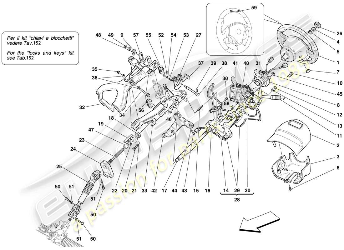 ferrari f430 scuderia spider 16m (europe) controllo dello sterzo diagramma delle parti