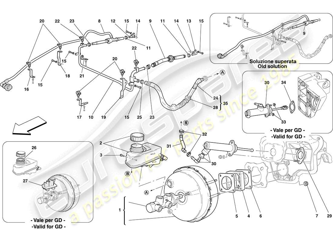 ferrari california (usa) sistema di servosterzo diagramma delle parti