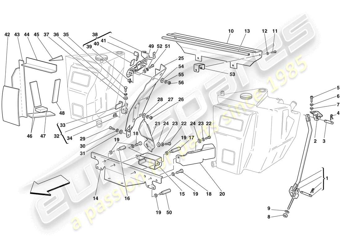 ferrari f430 scuderia spider 16m (usa) serbatoi carburante - fissaggi e protezioni schema delle parti