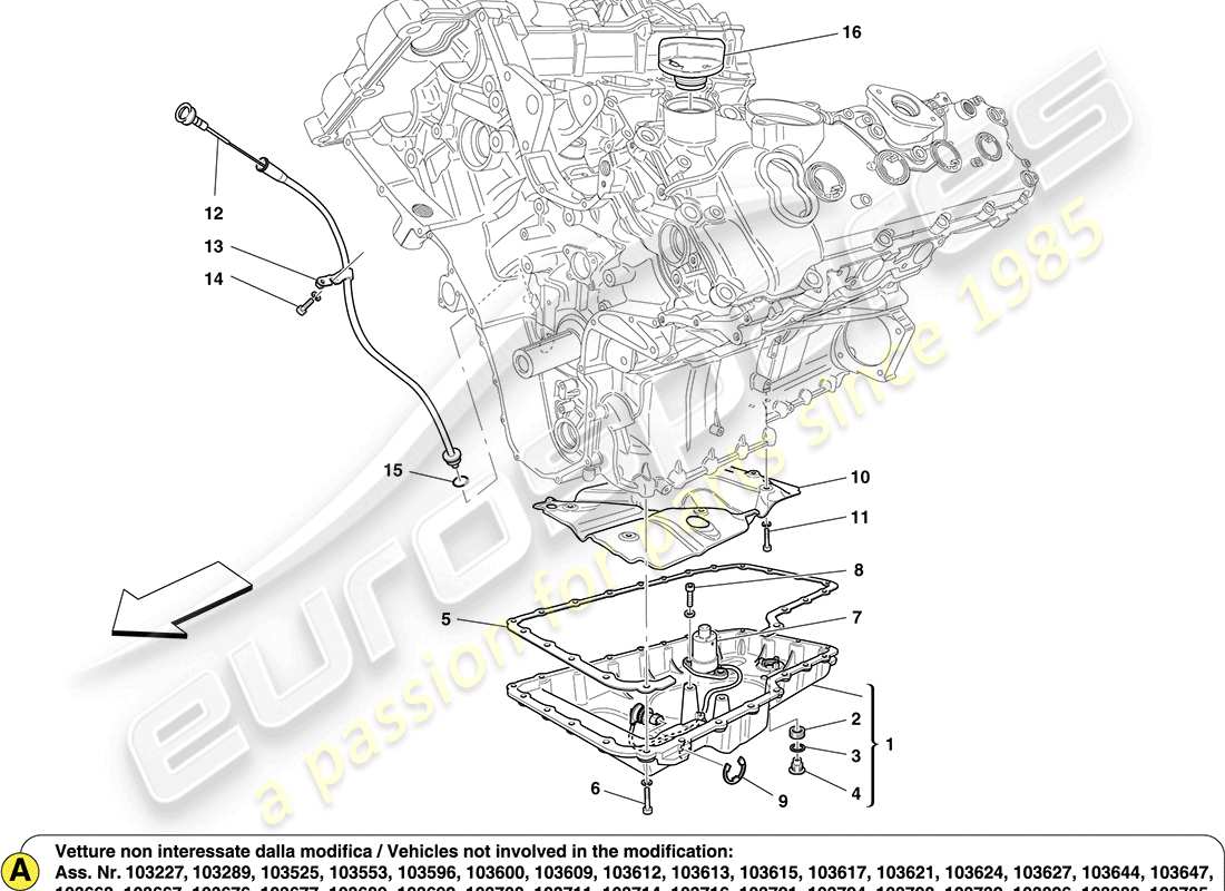 ferrari california (rhd) lubrificazione: circuito e pickup schema delle parti