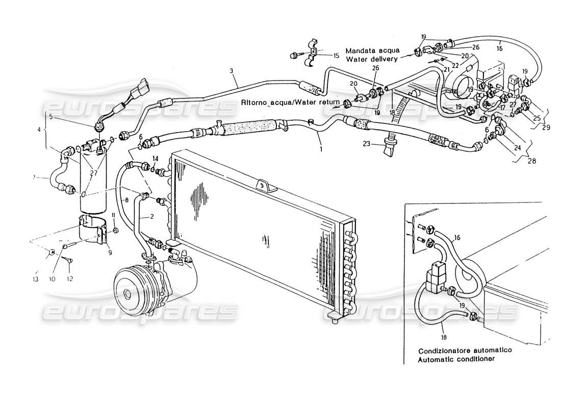 maserati 418 / 4.24v / 430 impianto di climatizzazione, schema della parte dello sterzo destra