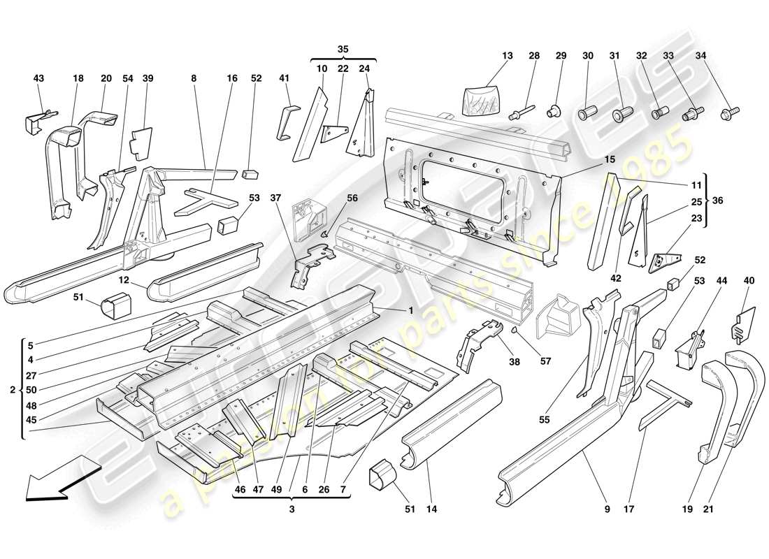 ferrari f430 scuderia spider 16m (europe) elementi centrali e pannelli diagramma delle parti
