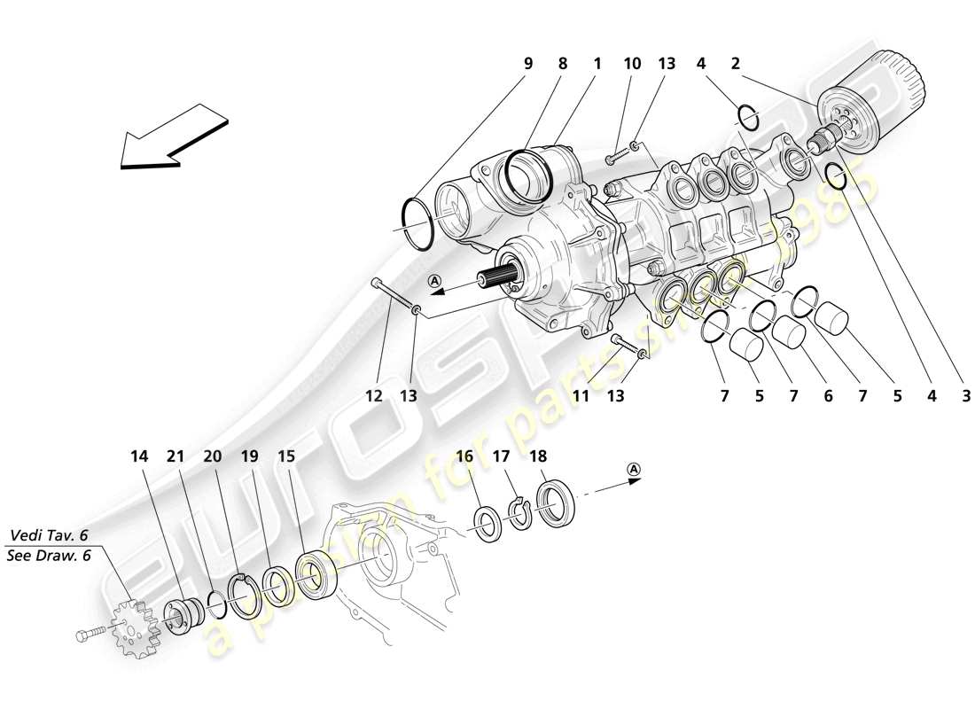 maserati trofeo pompa acqua/olio diagramma delle parti