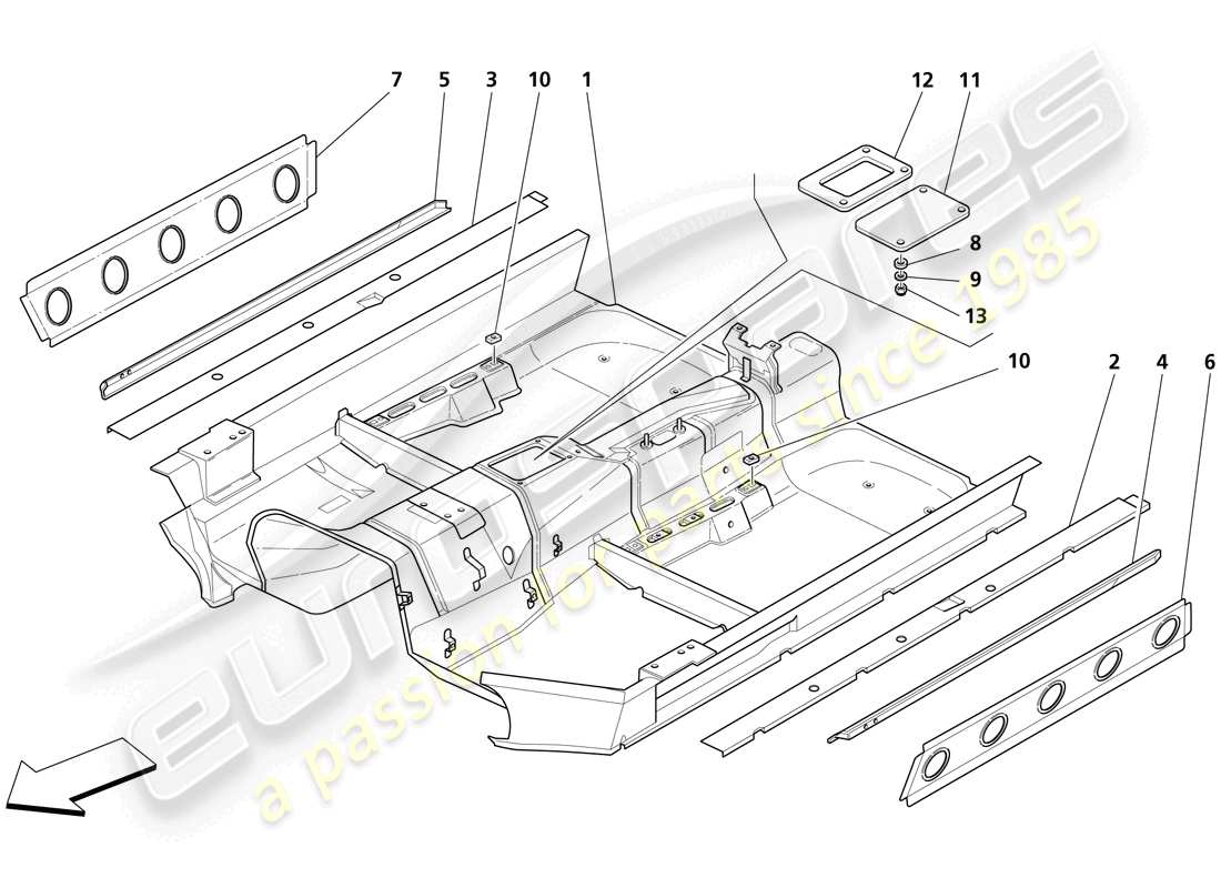 maserati trofeo struttura frontale diagramma delle parti