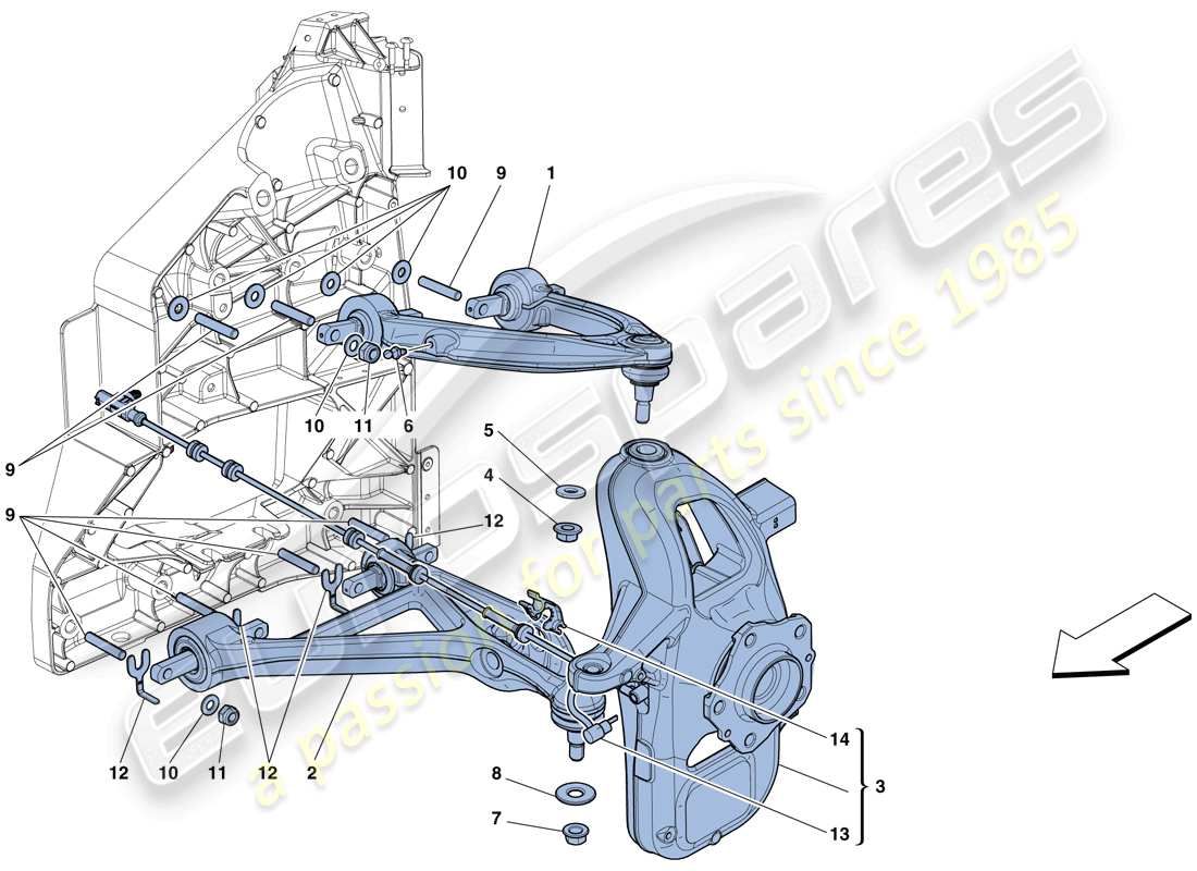 ferrari 458 spider (rhd) sospensione anteriore - bracci schema particolare