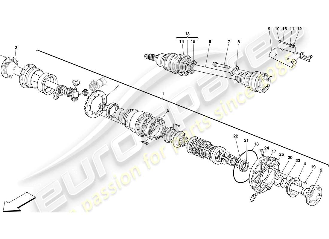 ferrari f430 coupe (rhd) differenziale e semiasse diagramma delle parti