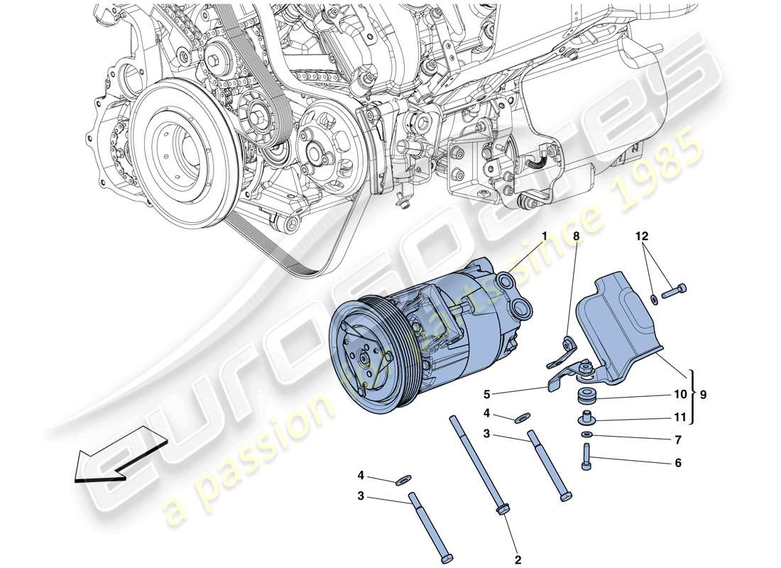 ferrari 458 speciale aperta (usa) diagramma delle parti del compressore del sistema ca