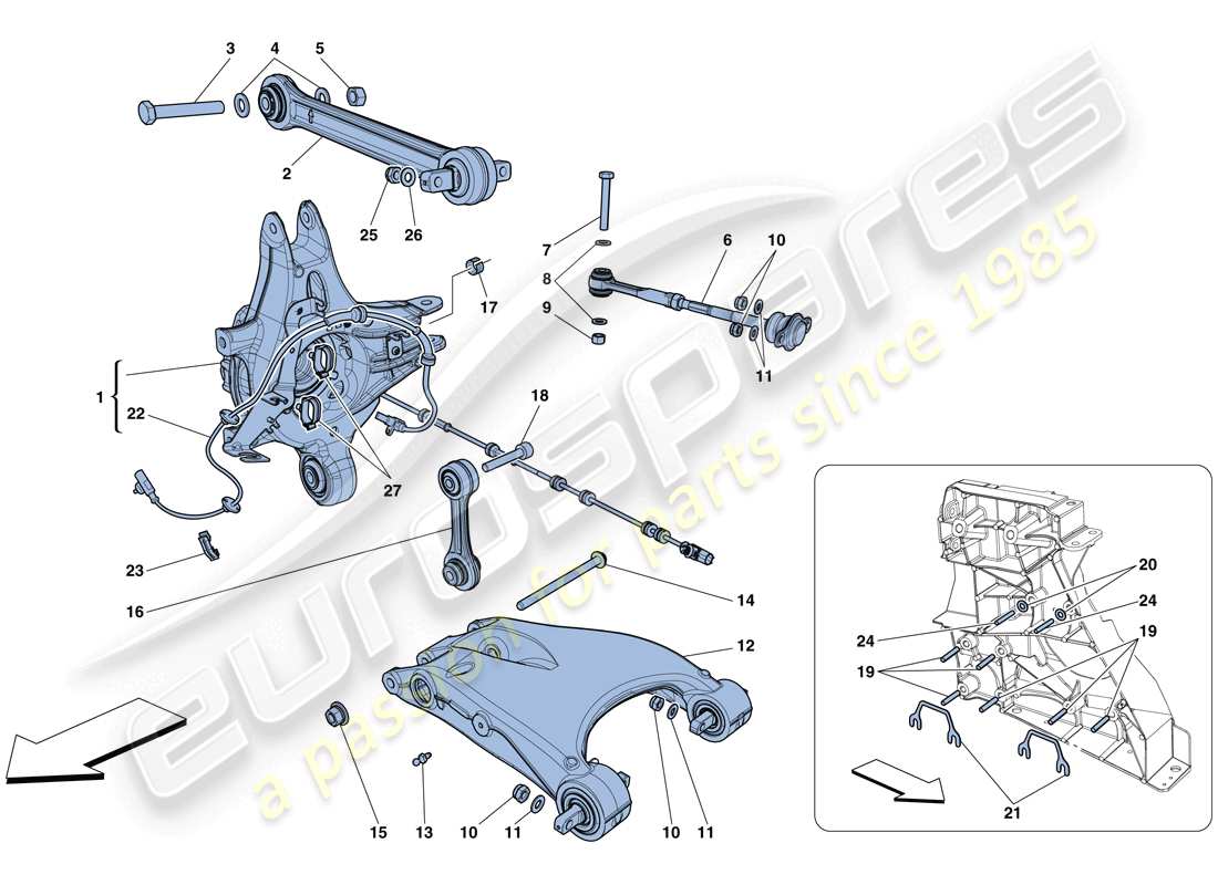 ferrari 458 speciale aperta (usa) sospensione posteriore - bracci schema particolare