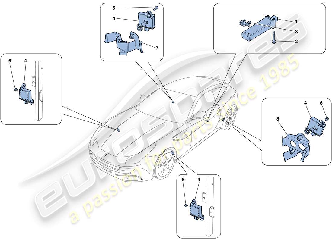 ferrari ff (usa) sistema di monitoraggio della pressione dei pneumatici schema delle parti