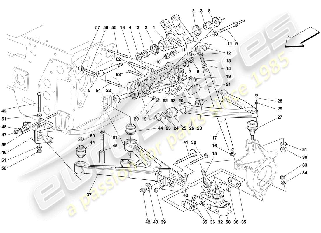 maserati mc12 sospensione anteriore - bracci trasversali diagramma delle parti