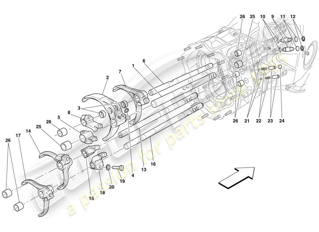 maserati mc12 diagramma delle parti dei controlli interni del cambio