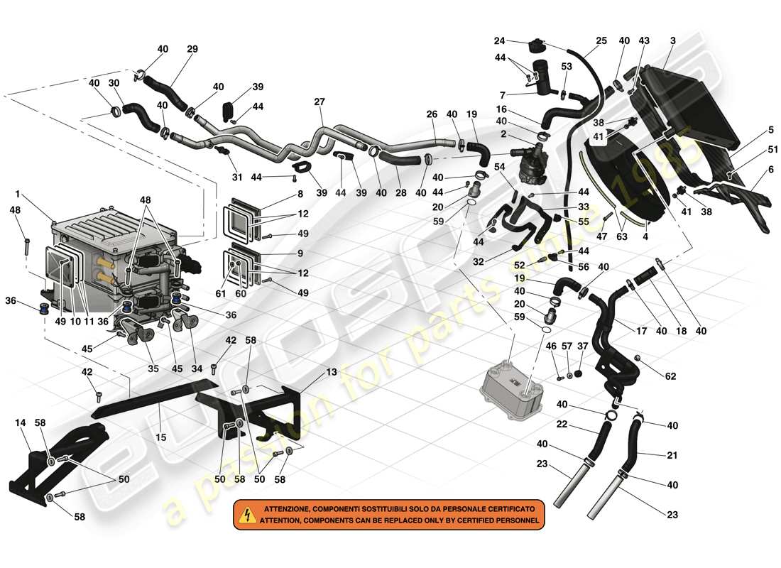 ferrari laferrari (usa) inverter e raffreddamento diagramma delle parti