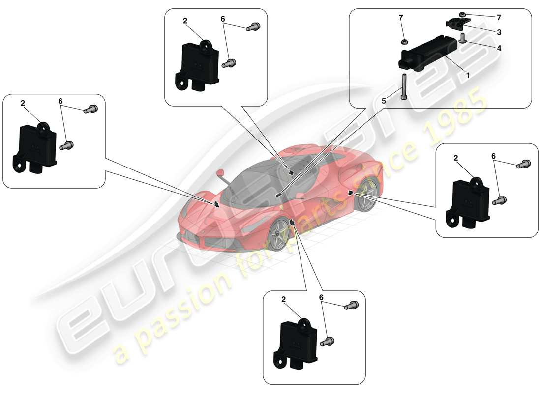 ferrari laferrari (usa) sistema di monitoraggio della pressione dei pneumatici schema delle parti