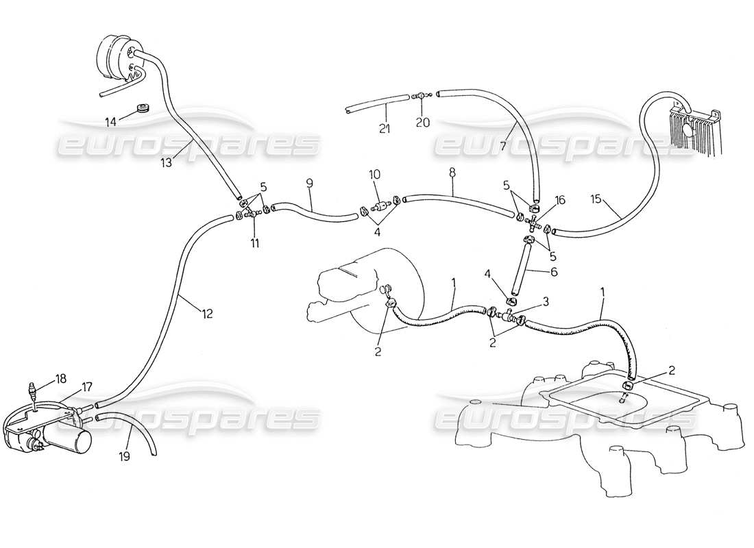 maserati karif 2.8 schema delle parti del sistema di evaporazione (sterzo destro senza sonda lambda).