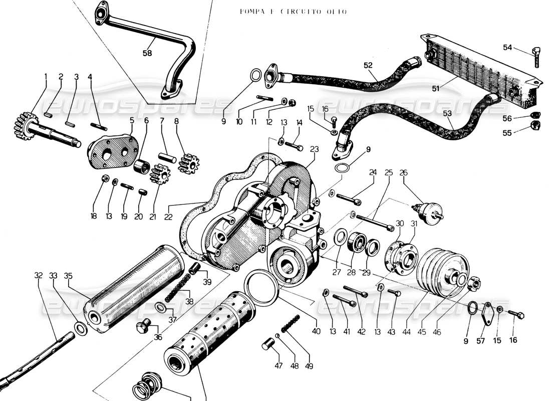 lamborghini espada circuito pompa olio diagramma delle parti