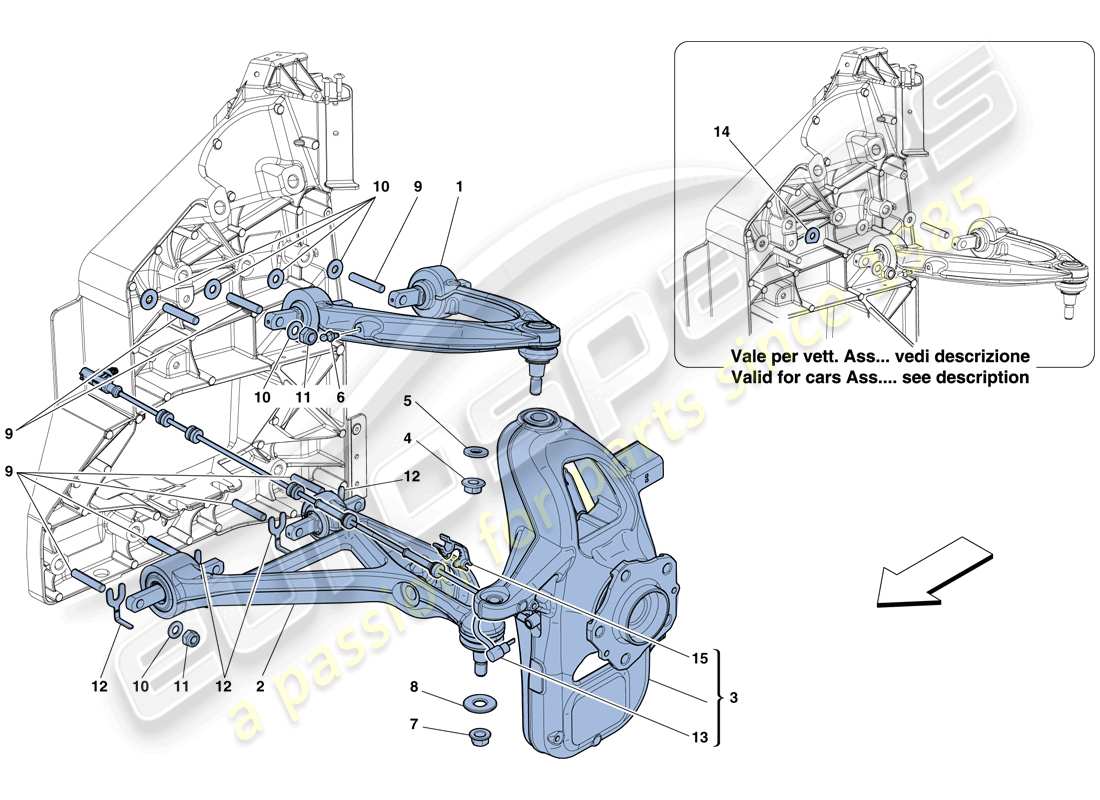 ferrari 458 italia (usa) sospensione anteriore - bracci schema particolare