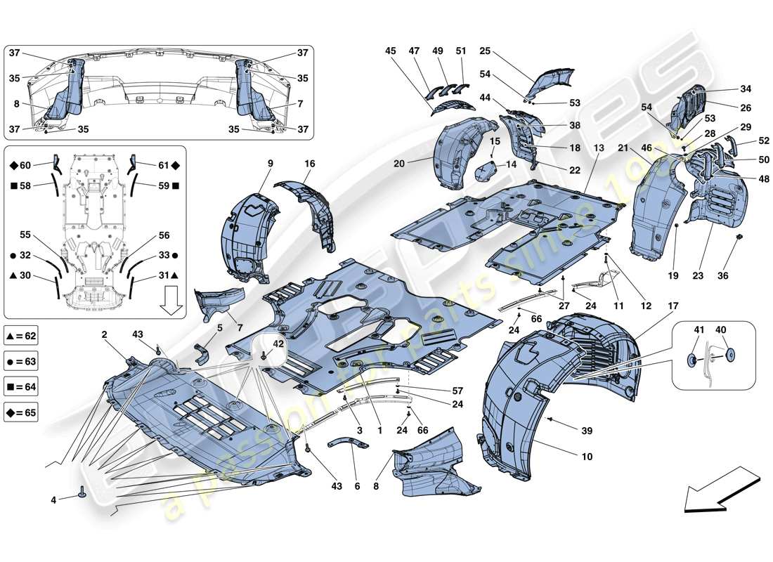 ferrari f12 tdf (usa) sottocorpone e timone piatti diagramma delle parti