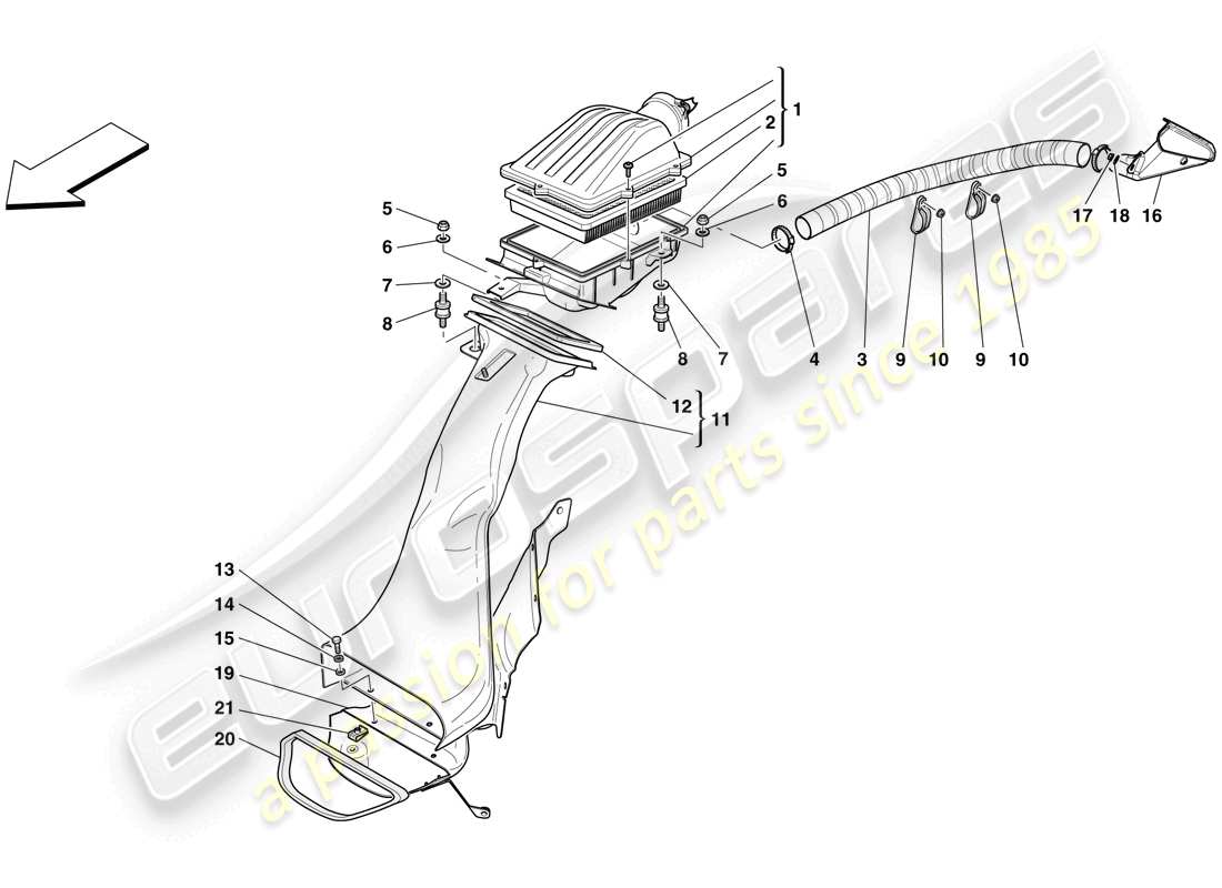 ferrari 599 sa aperta (rhd) presa d'aria diagramma delle parti