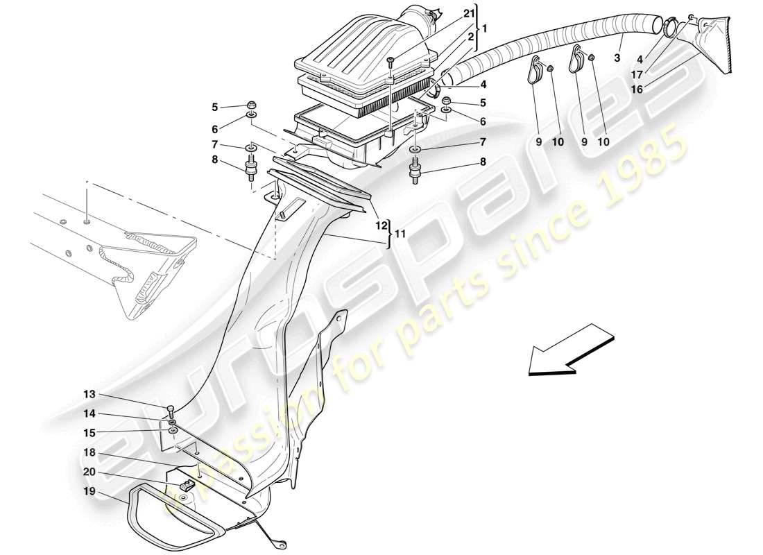 ferrari 599 gtb fiorano (rhd) presa d'aria diagramma delle parti