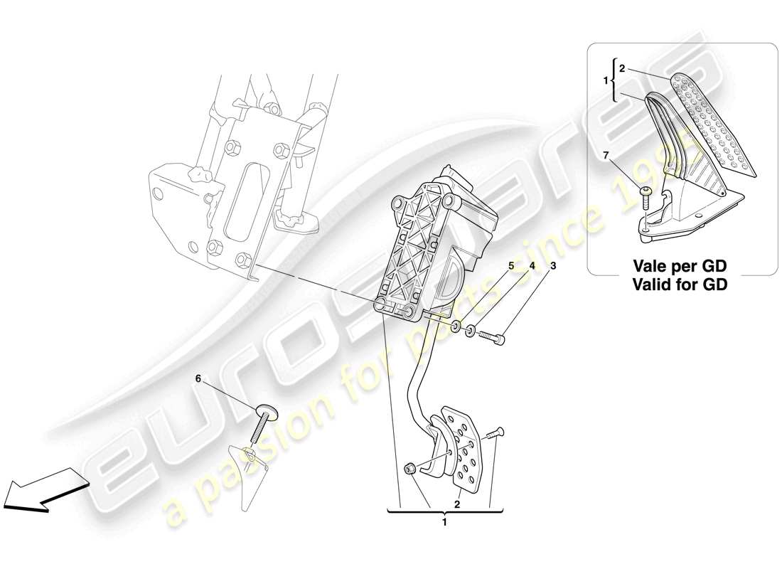 ferrari 599 gtb fiorano (rhd) pedale acceleratore elettronico diagramma delle parti