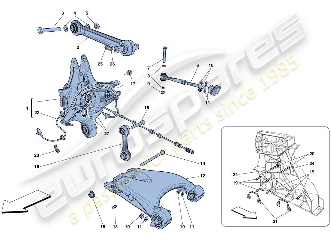 ferrari 458 speciale (rhd) hintere aufhängung – arme teilediagramm