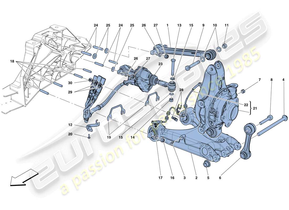 ferrari f12 tdf (rhd) sospensione posteriore - bracci schema particolare