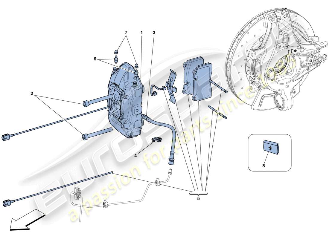 ferrari 458 italia (rhd) pinze freno posteriore schema delle parti