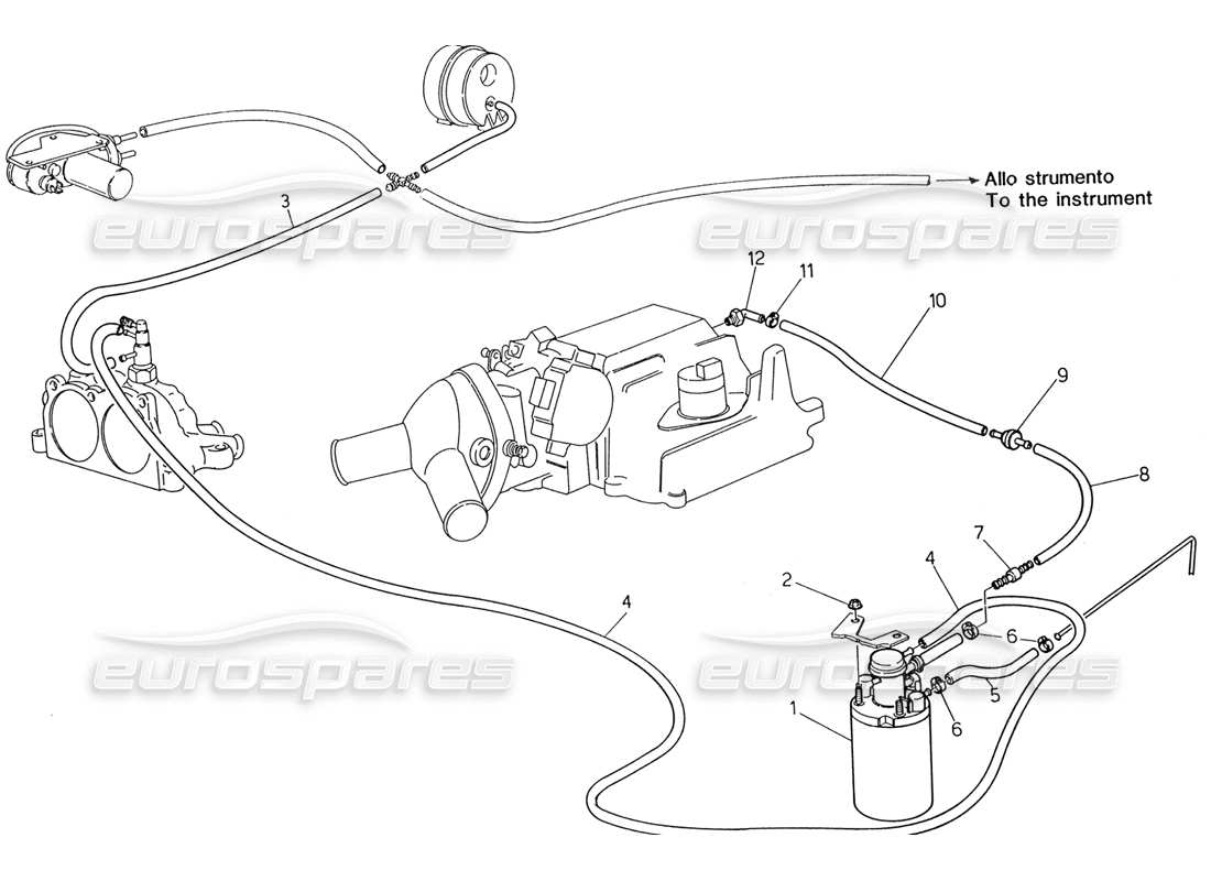 maserati 222 / 222e biturbo sistema di evaporazione diagramma delle parti