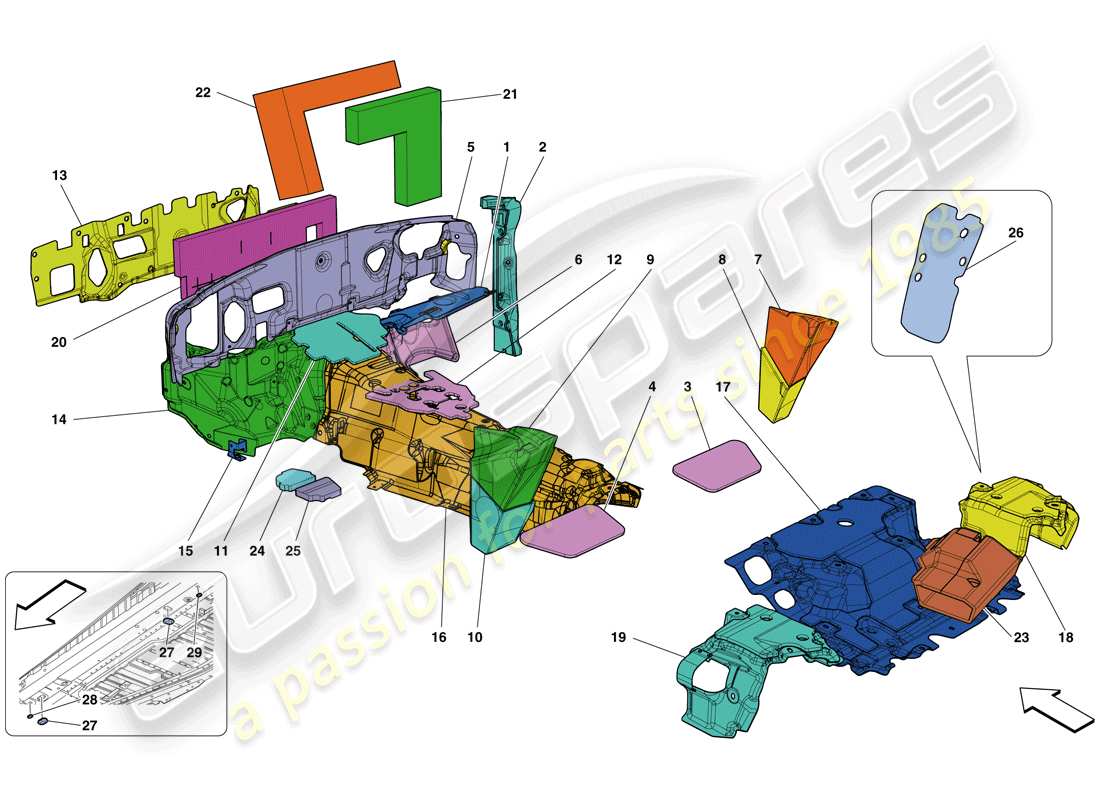 ferrari california t (rhd) isolamento diagramma delle parti