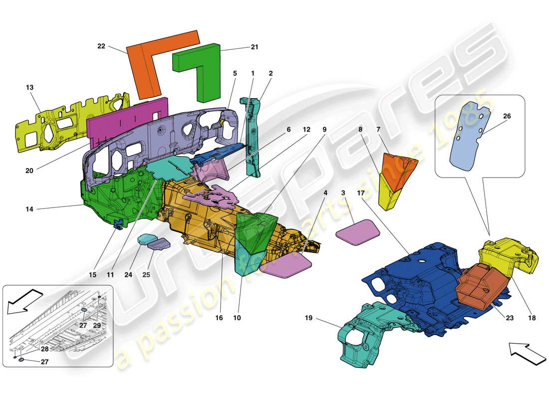 ferrari california t (rhd) diagramma delle parti isolante