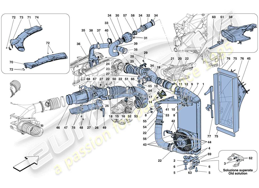 ferrari 488 gtb (europe) intercooler diagramma delle parti