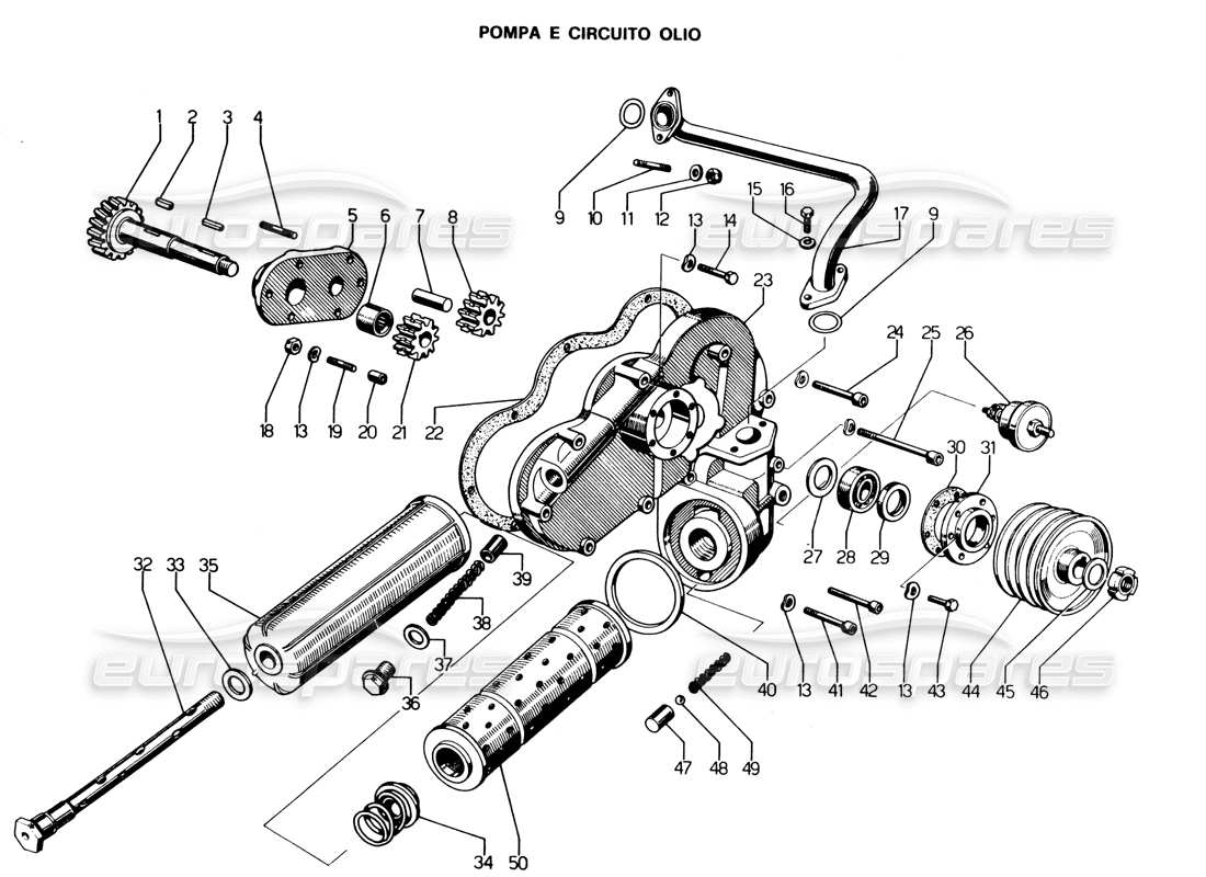 lamborghini espada circuito pompa olio diagramma delle parti