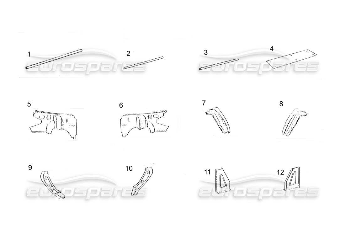 ferrari 250 gt (coachwork) parti del telaio (continua) diagramma delle parti