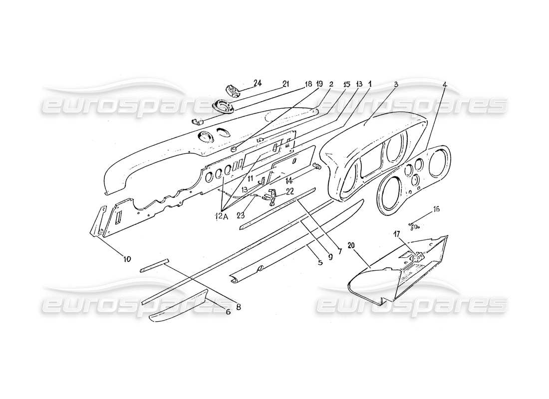 ferrari 365 gtc (coachwork) schema delle parti del cruscotto