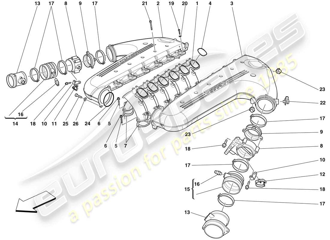 ferrari 599 sa aperta (europe) collettore di aspirazione diagramma delle parti