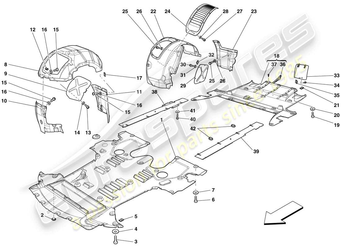 ferrari 599 gto (usa) sottocorpone e timone piatti diagramma delle parti