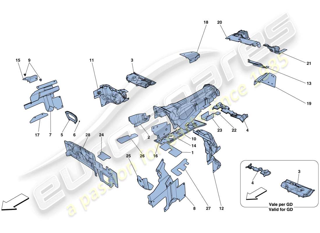 ferrari f12 tdf (rhd) diagramma delle parti isolante