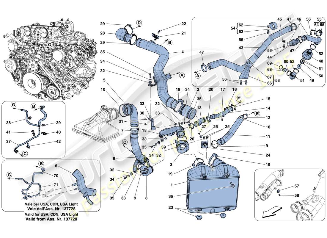 ferrari california t (rhd) intercooler diagramma delle parti