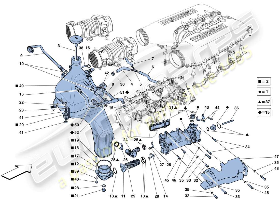 ferrari 458 speciale (europe) sistema di lubrificazione: serbatoio, pompa e filtro schema delle parti