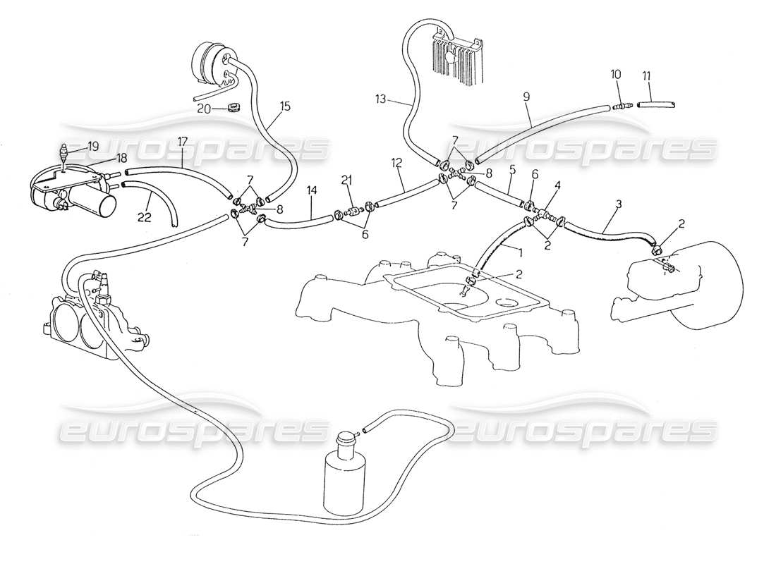 maserati karif 2.8 schema delle parti del sistema di evaporazione (sterzo sinistro con sonda lambda).