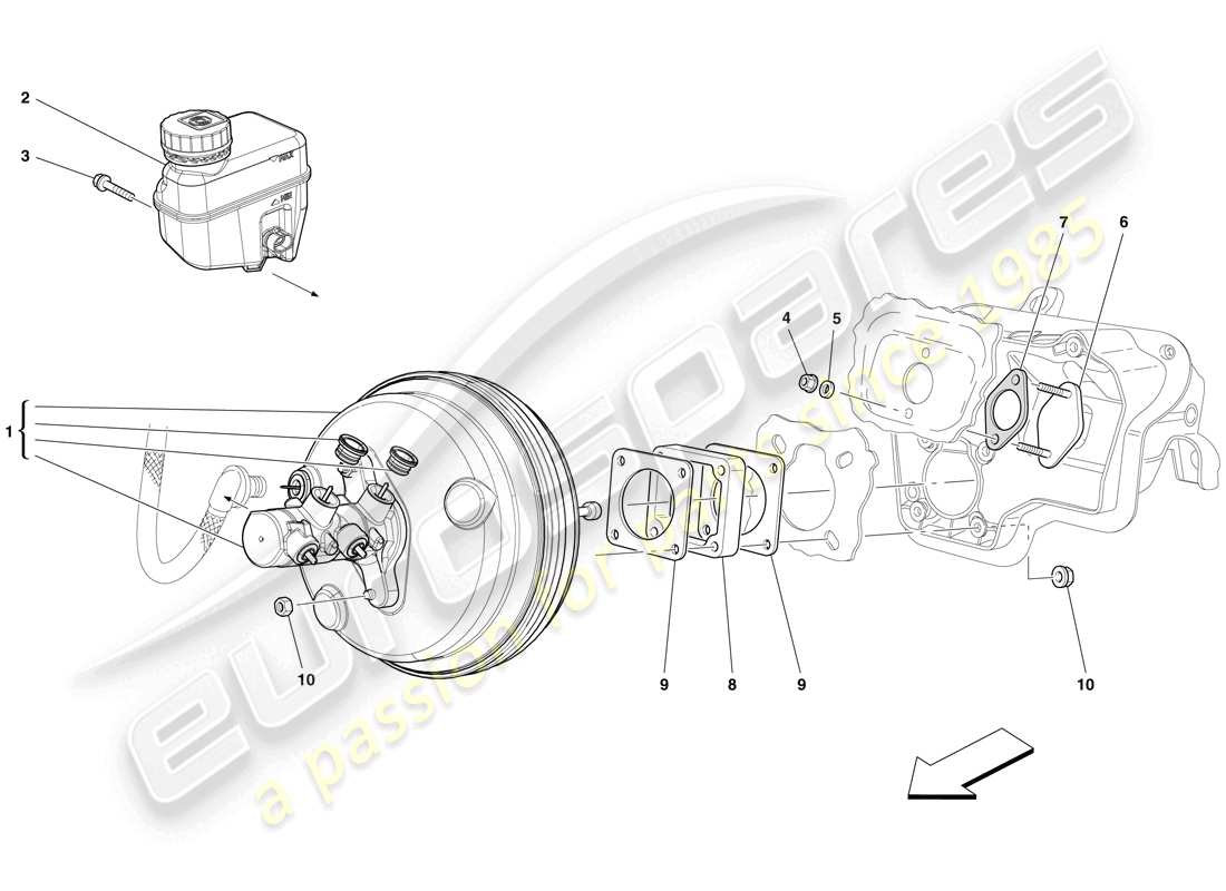 ferrari 599 sa aperta (rhd) comando freno e frizione idraulici diagramma delle parti