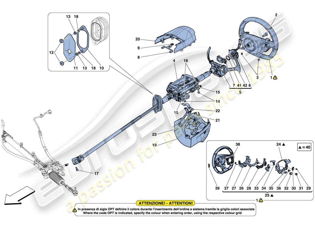 ferrari gtc4 lusso t (europe) controllo dello sterzo diagramma delle parti